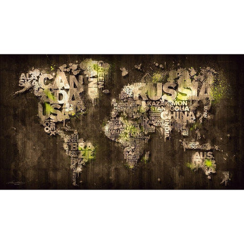 Dark Storm Lime Green Gold Ornate Wood Framed Art Print with Double Matting by Mikael D. Design