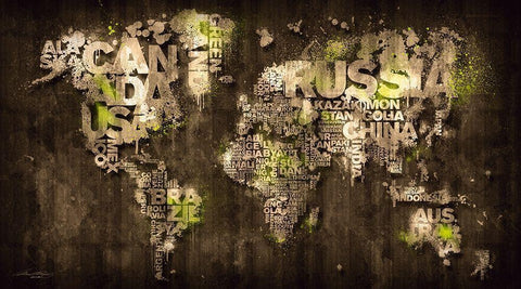 Dark Storm Lime Green White Modern Wood Framed Art Print with Double Matting by Mikael D. Design