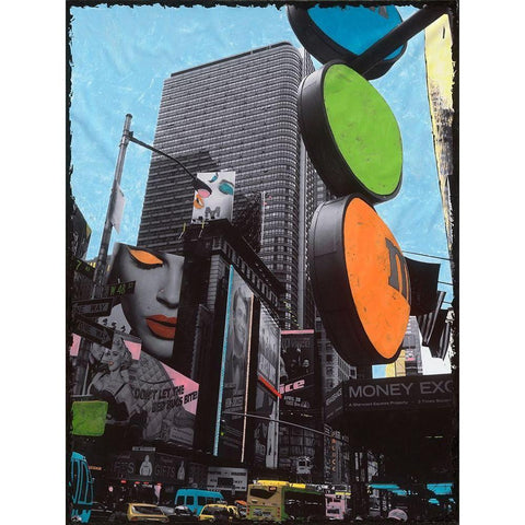 2-Times Square Gold Ornate Wood Framed Art Print with Double Matting by Simonutti, Riccardo