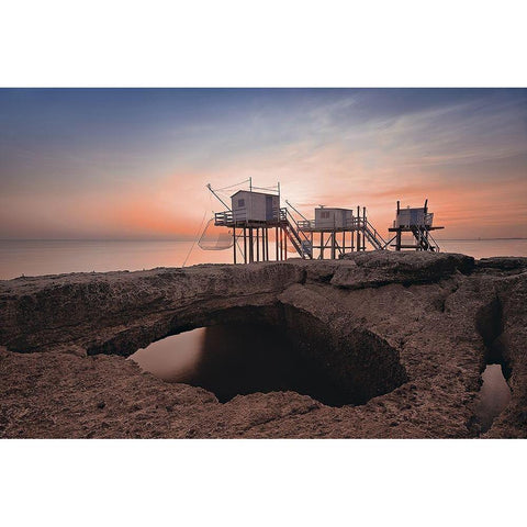 Trio lunaire Gold Ornate Wood Framed Art Print with Double Matting by Bertrande, Arnaud