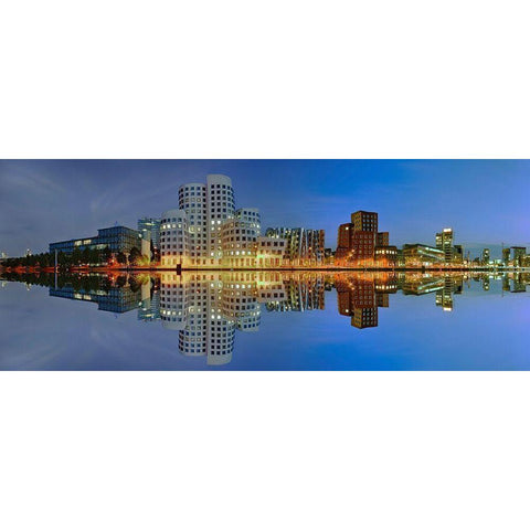 Dusseldorf - Medienhafen Black Modern Wood Framed Art Print by Fischer, Rolf