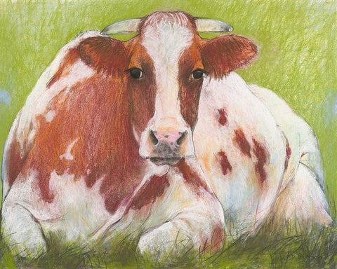 Cow White Modern Wood Framed Art Print with Double Matting by Botman, Loes
