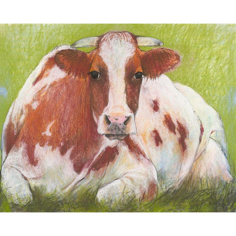 Cow Black Modern Wood Framed Art Print with Double Matting by Botman, Loes