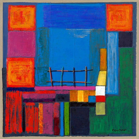 terrasse avec vue mer White Modern Wood Framed Art Print with Double Matting by Roudine, Noëlle