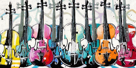 Variations for violins White Modern Wood Framed Art Print with Double Matting by Cornee, Patrick