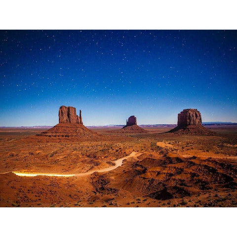 Monument Valley Stars White Modern Wood Framed Art Print by Lichtenwalter, Tom