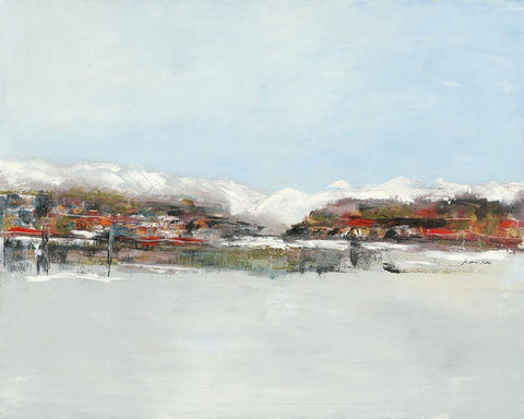 Wintertown White Modern Wood Framed Art Print with Double Matting by Arns-Muller, Monika