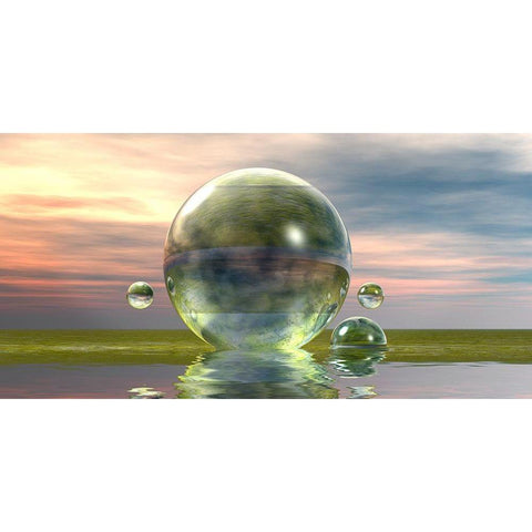 Green Bowls White Modern Wood Framed Art Print by Hillert, Peter