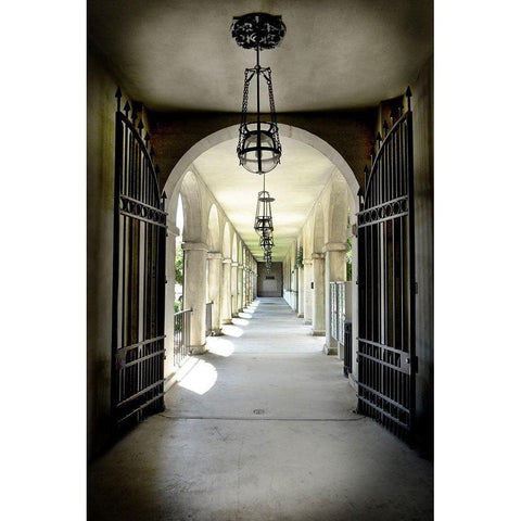 Courtyard Pathway  Black Modern Wood Framed Art Print by Copeland, Gill