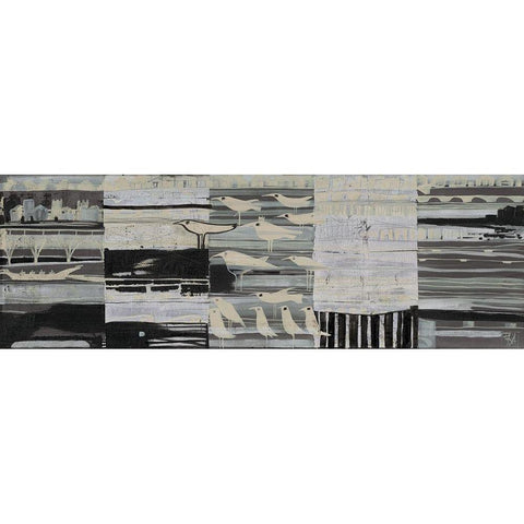 Boatrace Black Modern Wood Framed Art Print by Richter-Armgart, Rose