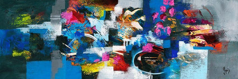 Bouquet fleuri Black Ornate Wood Framed Art Print with Double Matting by Jadis