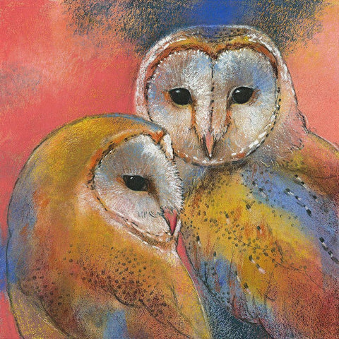 Schleiereulen Black Modern Wood Framed Art Print with Double Matting by Botman, Loes