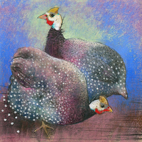 Perlhuhner White Modern Wood Framed Art Print with Double Matting by Botman, Loes