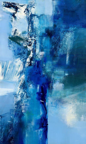 La vie en bleu I  White Modern Wood Framed Art Print with Double Matting by Ball, Veronique