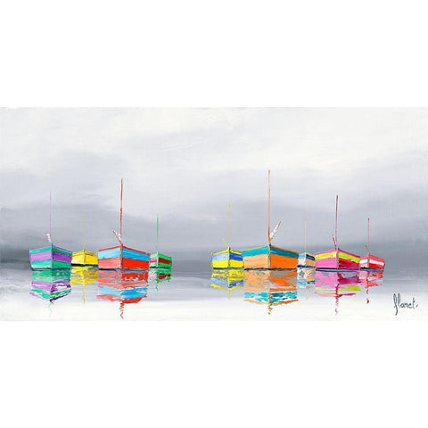 Les barques  Black Modern Wood Framed Art Print with Double Matting by Flanet, Frederic