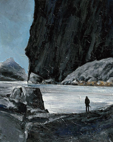 Solitude Black Ornate Wood Framed Art Print with Double Matting by Marchi