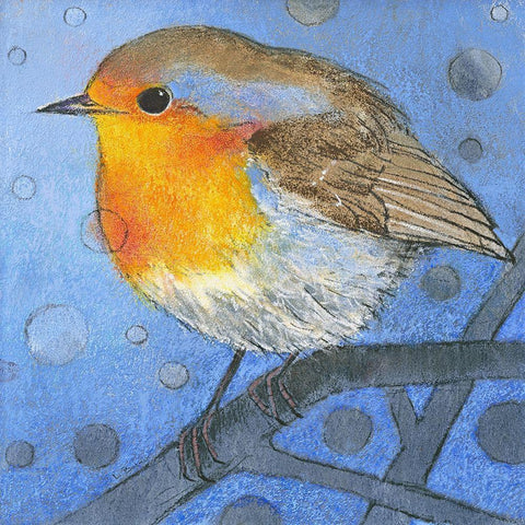 Rotkehlchen Black Modern Wood Framed Art Print by Botman, Loes