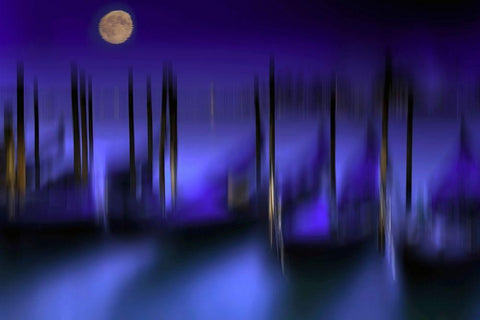 Kanale Grande Blaue Stunde Black Ornate Wood Framed Art Print with Double Matting by Fischer, Rolf