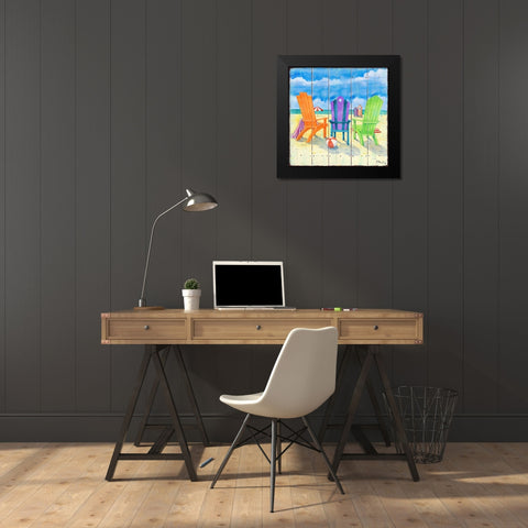 Beach Chairs Square II Black Modern Wood Framed Art Print by Brent, Paul