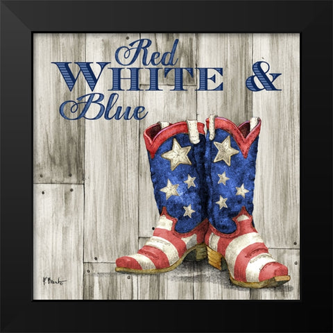 Patriotic Boots II Black Modern Wood Framed Art Print by Brent, Paul