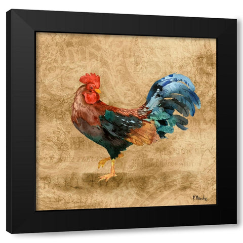 French Countryside Rooster II Black Modern Wood Framed Art Print by Brent, Paul