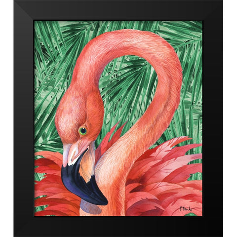 Fab Flamingo - Palms Black Modern Wood Framed Art Print by Brent, Paul