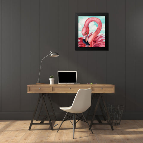Fab Flamingo Black Modern Wood Framed Art Print by Brent, Paul