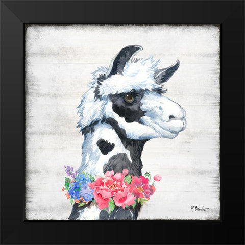 Llama Bloom I Black Modern Wood Framed Art Print by Brent, Paul