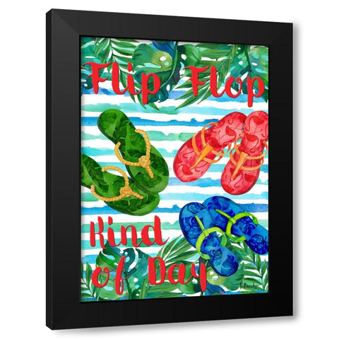 Fancy Flip Flops Vertical Black Modern Wood Framed Art Print by Brent, Paul