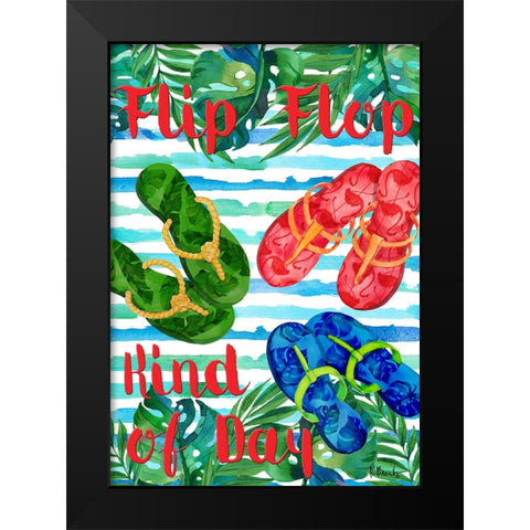 Fancy Flip Flops Vertical Black Modern Wood Framed Art Print by Brent, Paul