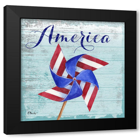 Patriotic Pinwheel I Black Modern Wood Framed Art Print with Double Matting by Brent, Paul