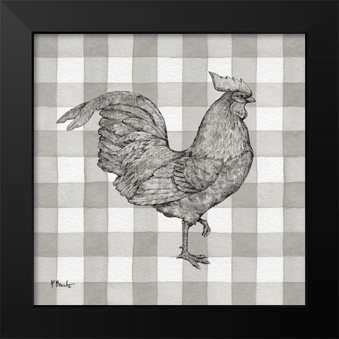 Lined Rooster I Black Modern Wood Framed Art Print by Brent, Paul