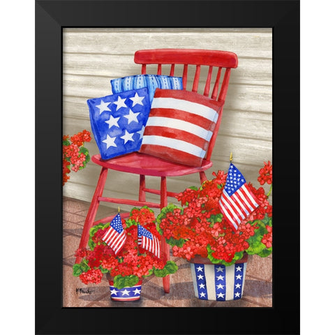Farmhouse Florals I - Patriotic Black Modern Wood Framed Art Print by Brent, Paul