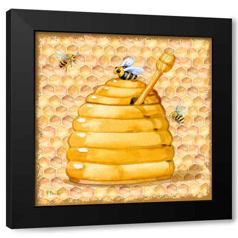 Honey Pot IV - Honeycomb Black Modern Wood Framed Art Print with Double Matting by Brent, Paul