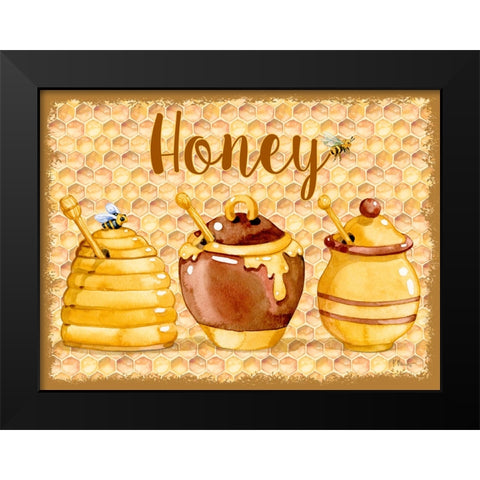 Honey Pot Horizontal - Honeycomb Black Modern Wood Framed Art Print by Brent, Paul