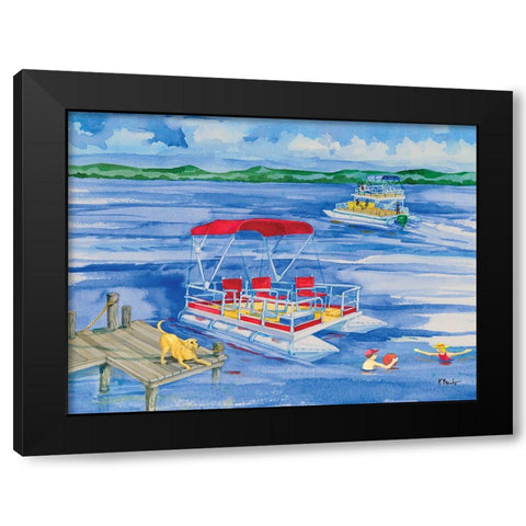 Pontoon Lake Black Modern Wood Framed Art Print with Double Matting by Brent, Paul
