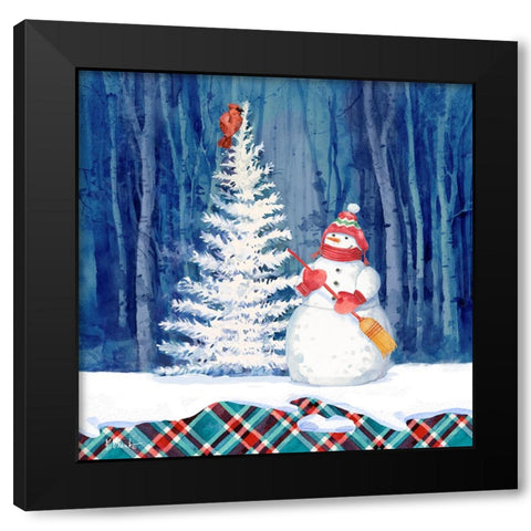 Frosted Snowman II Black Modern Wood Framed Art Print with Double Matting by Brent, Paul