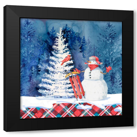 Frosted Snowman IV Black Modern Wood Framed Art Print by Brent, Paul