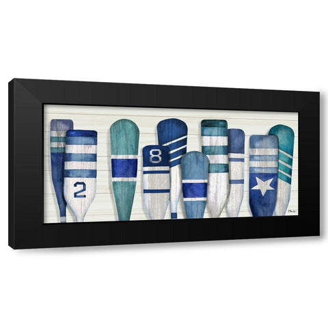 Port Oars Horizontal - Blue Black Modern Wood Framed Art Print by Brent, Paul