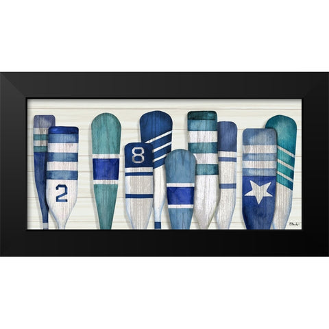 Port Oars Horizontal - Blue Black Modern Wood Framed Art Print by Brent, Paul