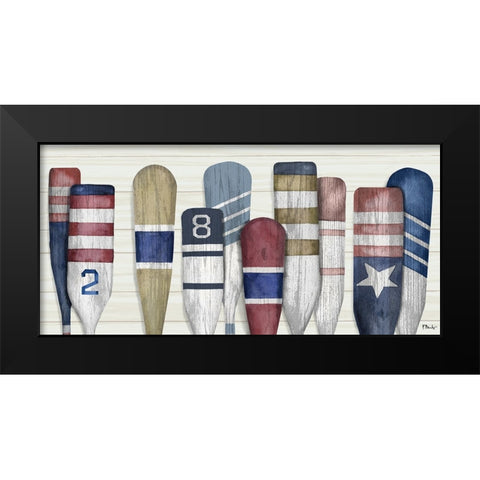 Port Oars Horizontal Black Modern Wood Framed Art Print by Brent, Paul