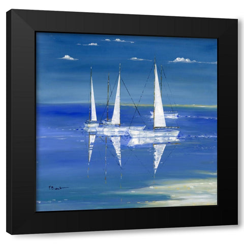 Serenity Sailboats Black Modern Wood Framed Art Print by Brent, Paul