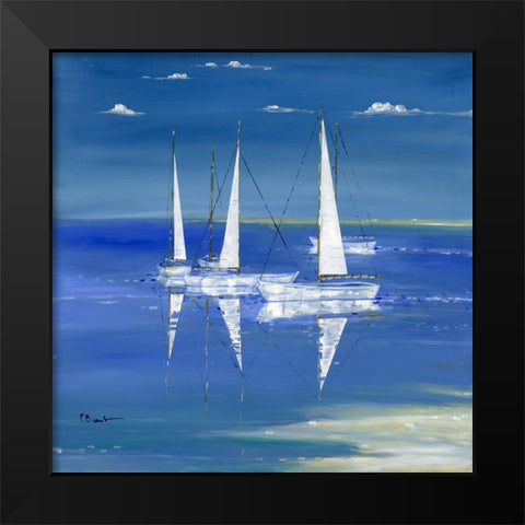 Serenity Sailboats Black Modern Wood Framed Art Print by Brent, Paul