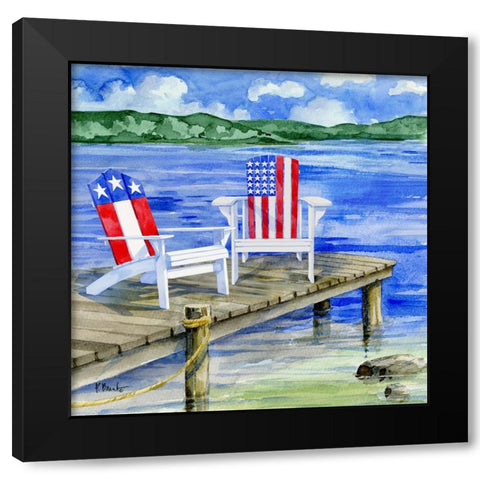 Patriotic Dock III Black Modern Wood Framed Art Print by Brent, Paul