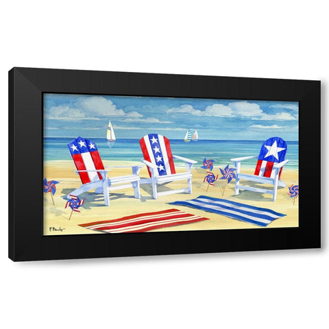Patriotic Beach Horizontal Black Modern Wood Framed Art Print with Double Matting by Brent, Paul