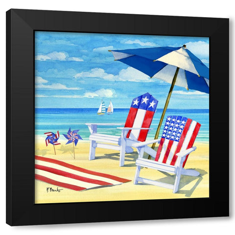 Patriotic Beach II Black Modern Wood Framed Art Print by Brent, Paul