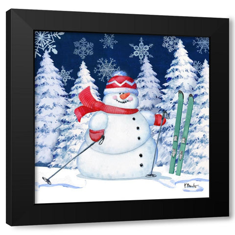 Icy Snowman I - Navy Black Modern Wood Framed Art Print with Double Matting by Brent, Paul