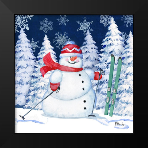 Icy Snowman I - Navy Black Modern Wood Framed Art Print by Brent, Paul