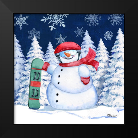 Icy Snowman II - Navy Black Modern Wood Framed Art Print by Brent, Paul