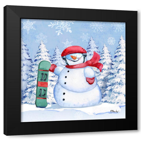 Icy Snowman II Black Modern Wood Framed Art Print by Brent, Paul